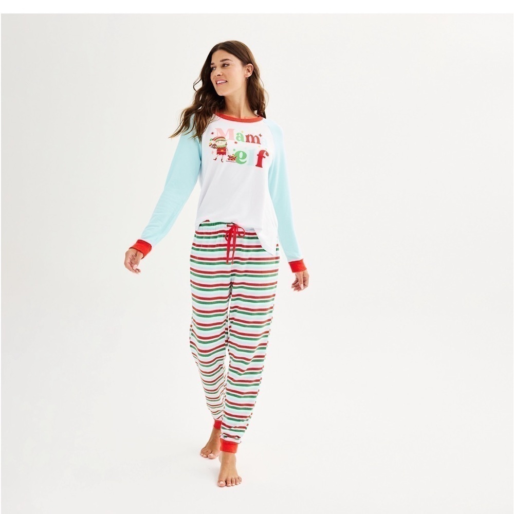 🆕Cuddl Duds Holiday Mama Elf 2 Piece Pajama Set Size Tall Medium